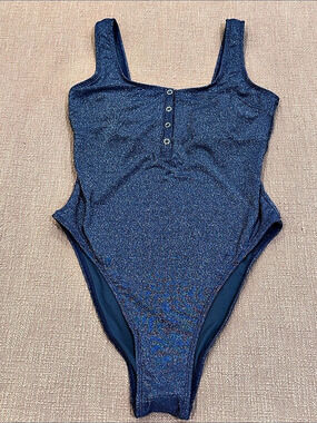 NWT Cupshe One Piece Blue Swimsuit Size Medium